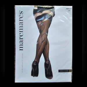 MarcMarcs Nwt Black Floral Patterned Hosiery Size L-XL‎